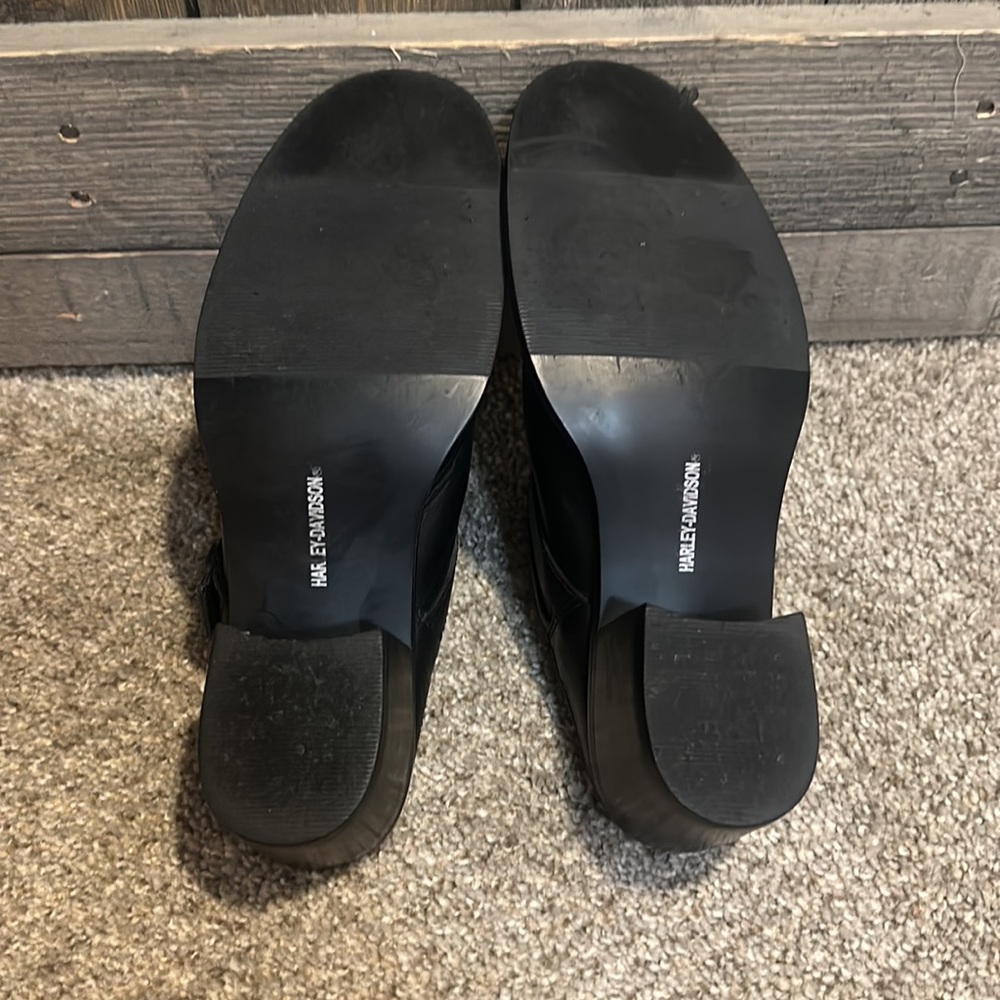 🔥 Harley-Davidson Flame Black Leather Buckle Clog Mules - Picture 7 of 9